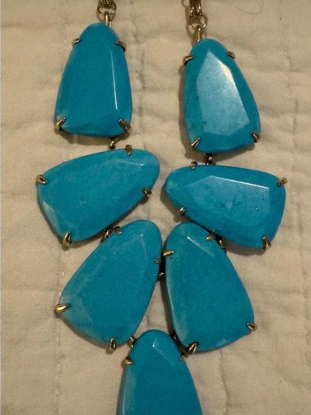 Kendra Scott Gold Turquoise Blue Statement Harlow Necklace